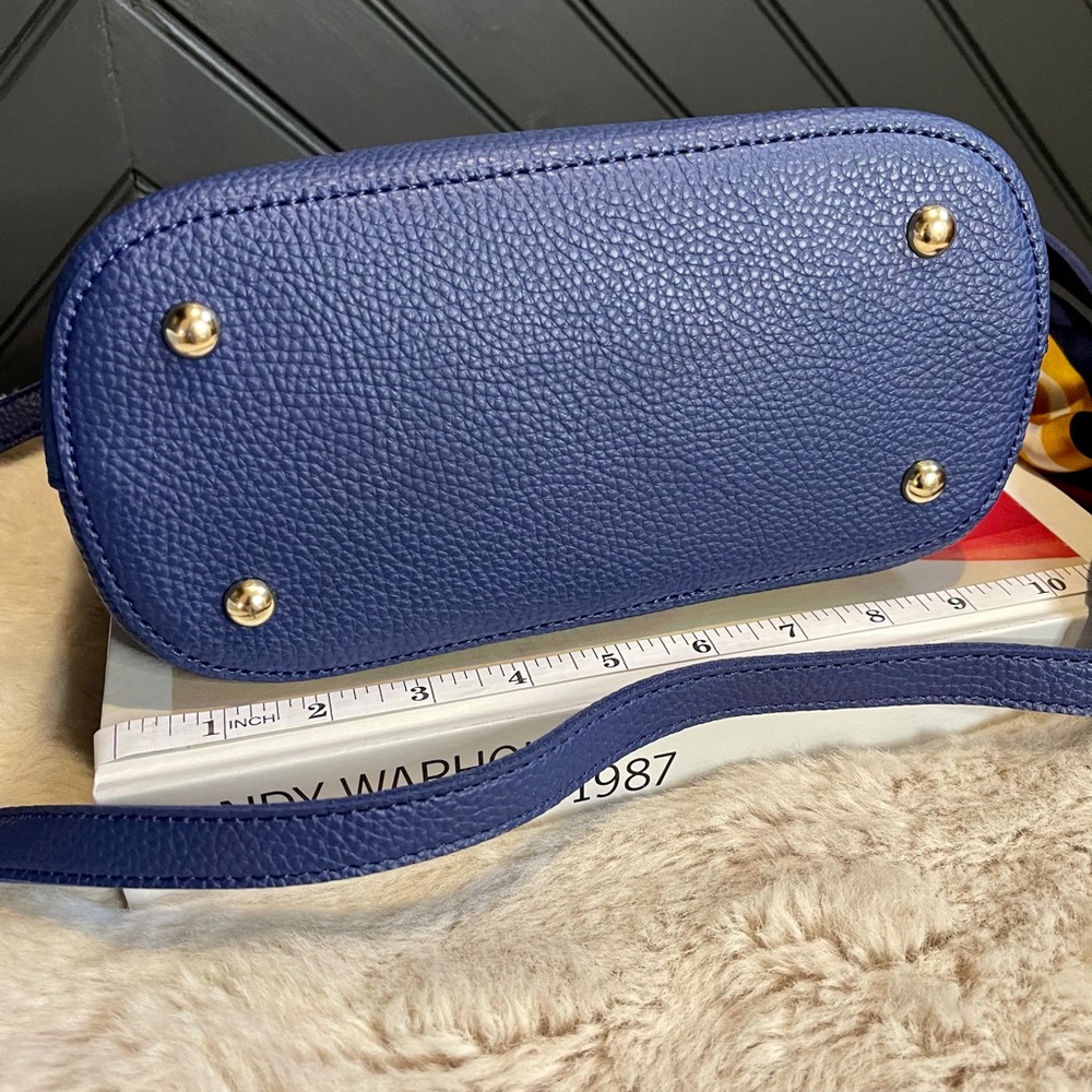 Blue Vegan Leather Bucket Bag - Picture 6 of 9